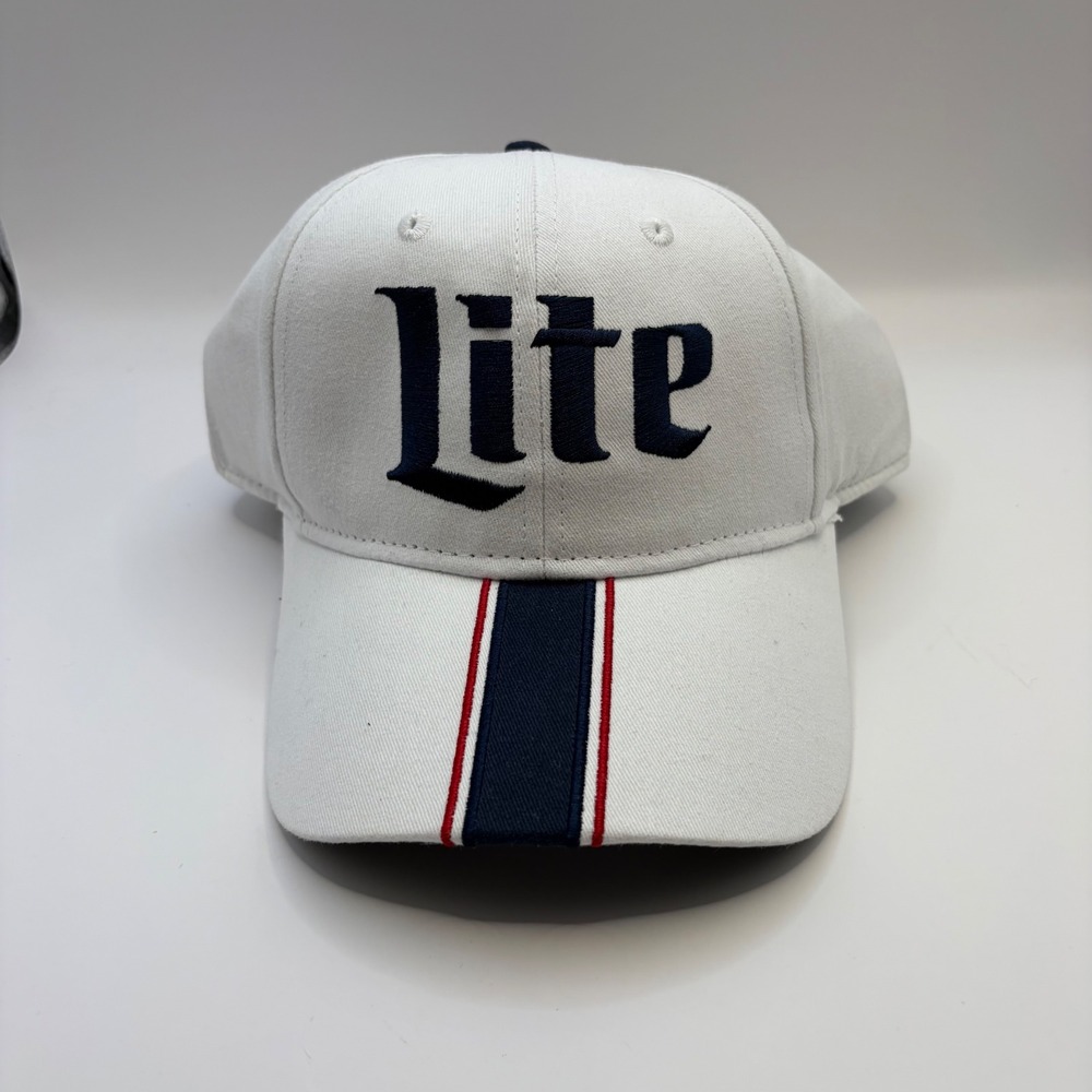 Miller Lite Team Penske Brad Keselowski NASCAR Hat White Navy Blue Racing Cap 2